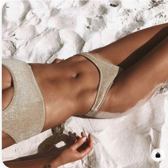 triangl swimwear Swim Triangl Gold Sparkle Bikini Set Nwt Poshmark